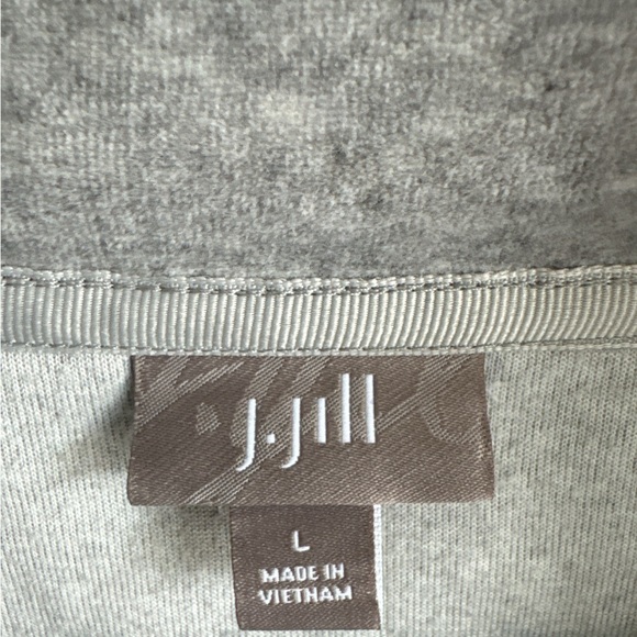 J.JILL Velour Grey Full Zip Long Sleeve Oversized Sweater Sz L - Picture 3 of 3